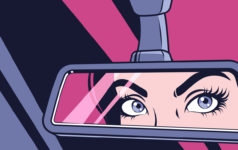 Rearview mirror eyes gaze