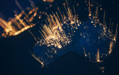 A satellite view of Australia at night time