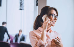 Woman having a conversation on a smartphone