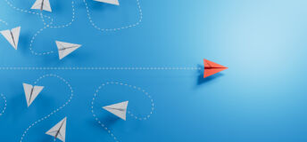 Thrive Alternatives: Changing status quo offers PE opportunities Paper planes, white flying randomlly but for one in red flying with purpose