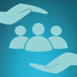 hands above and below people, protectively