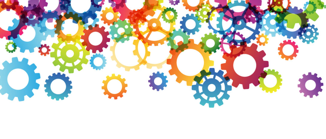 Interlocking cogs of all colours