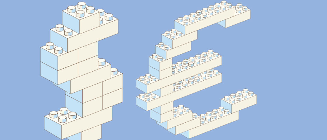 Secondaries cover story 2025 Toy building blocks in the shape of a dollar sign and euro sign