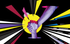 Hands clasped representing human co-operation