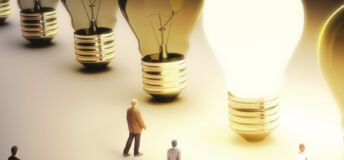 Democratisation ideas represented by light bulbs